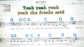 Space Truckern`/Deep purple💋노래방, 가라오케, 코드 큰 악보,반주,가사💖Karaoke, Sheet Music, Chord, MR