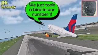 [REAL ATC] Delta A319 HITS SOME BIRDS on takeoff at Kennedy JFK!