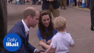 Prince George is very happy with his sticker on trip to Fairford - Daily Mail