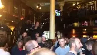Wolves fans taking over London Bridge for Millwall away - The Corner Shop song.