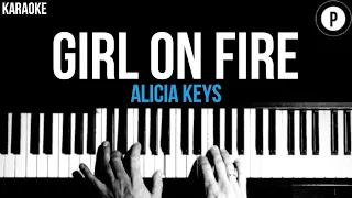 Alicia Keys - Girl On Fire Karaoke SLOWER Acoustic Piano Instrumental Cover Lyrics