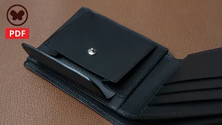 Make a leather Bifold Wallet with Coin Pocket (Free PDF Pattern) / 동전포켓이 있는 반지갑 만들기 (DIY)