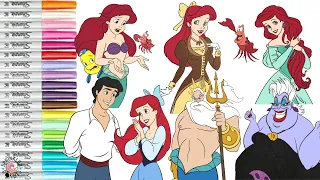 Disney Princess Coloring Book Compilation The Little Mermaid Ariel Eric Ursula Flounder King Triton