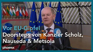 Vor EU-Gipfel: Bundeskanzler Scholz, EU-Parlamentspräsidentin Metsola & Litauen-Präsident Nauseda