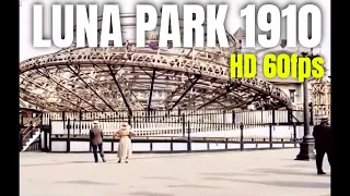Luna Park on Coney Island 1910 in color [HD, 60fps] - Old videos colored