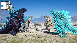 Godzilla BOB, Atomic Godzilla vs Godzilla Earth, Skeleton Godzilla - God Battle ( GTA V Mods )