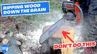 BEST WAY to CUT WOOD down the GRAIN with a CHAINSAW stops the chain going blunt