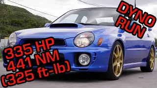 Subaru Impreza WRX EJ207 TD04-19T 1.35 bar (19.6 PSI) 2.0T 335HP 441Nm dyno clip Warsaw, Poland