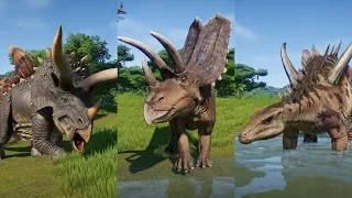 STEGOCERATOPS,GIGANTSPINOSAURUS,PENTACERATOPS DESTROYS I-REX,T-REX,ACROCANTHOSAURUS & SPINOSAURUS