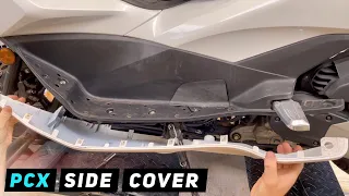 Honda PCX 150 - left side lower leg shield cover removal / installation | Mitch's Scooter Stuff