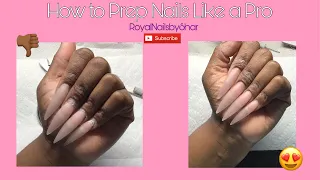 How to prep acrylic nails like a PRO! | How to Fill long Acrylic Nails.