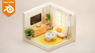 Blender 3D Beginner Tutorial | 3D Isometric Living Room | Part 1