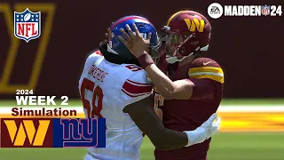 Madden 24 Commanders vs Giants Week 2 (Madden 25 Updated Roster) 2024-2025 Sim PS5 4K Game Play.