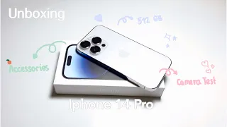 IPhone 14 Pro Silver  aesthetic unboxing & Accessories | Camera Test