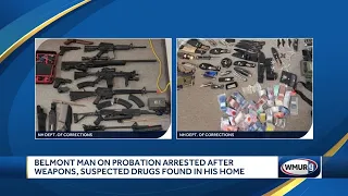 Belmont man on probation arrested after weapons, suspected drugs found in home, police say