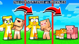 ¡NOS CONVERTIMOS EN ANIMALES EN MINECRAFT! 🐱🐷 | MICHI MIAU, BEBE NOOB y LOS BEBESITOS son ANIMALES