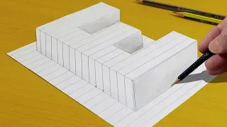 How to Draw 3D Letter E - Easy Trick Art Drawing | Drawing 3D Art