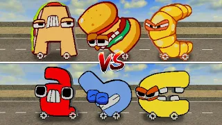 Food Alphabet Lore Car  vs Alphabet Lore  Car vs Obstacle Course in Teardown