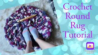 CROCHET TUTORIAL | Crochet Rug Step by Step Tutorial - Crochet Round Rug Pattern