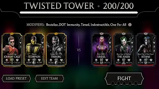 Final Boss Match 200 Using Gold Team. Twisted Fatal Tower. MK Mobile