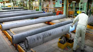 The process of making telephone poles. A Japanese factory that supports social infrastructure.