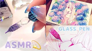 [ASMR] I drew a hydrangea girl with a glass pen / Watercolor / Work sleep BGM [no talking]