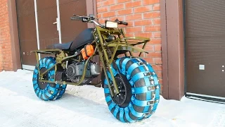 Самодельный мотоцикл с колесами как на мотовездеходе Тарусь Mini bike 2X2