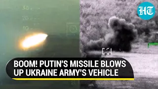 Russian 'Alligator' Annihilates Ukraine Army's Vehicle With Guided Missile in Direct Hit | Watch