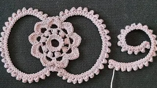 Lesson 04. Thin curl cord with knots. Blouse. Ash pink dream. Сrochet. Irish lace.