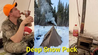 Camping In The Middle Of The Road With Deep Snow. (PART 2)