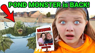 POND MONSTER is BACK and TOOK OUR DAD! AUBREY and CALEB SEARCH for THE POND MONSTER SECRET HIDEOUT!