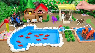 Top the most Creations Mini Farm Diorama with Aquarium | Mini Pump Supply Water Pool for Animals #6