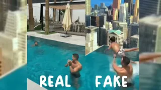 Cristiano Ronaldo throwing son in pool MEME Real vs Fake......