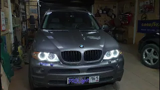 BMW X5 e53. Дорого-богато! Кастомные глазки + Бидиодные линзы Aozoom A6 Orion.