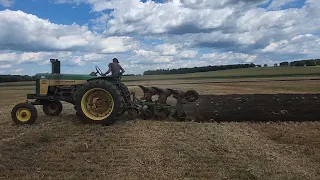 730 John Deere diesel rollover plow hits a rock!