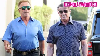 Sylvester Stallone & Arnold Schwarzenegger Speak On Creed 3 While Leaving Lunch In Beverly Hills