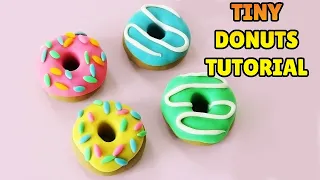 How to make MINIATURE DONUTS - Easy Polymer Clay Food, Fondant for cakes, plastilina tutorial DIY