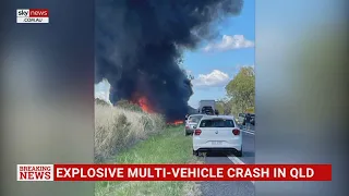 Massive explosion from multi-vehicle crash in Queensland