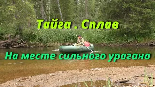 Сплав по таежной речке. На месте урагана .Один в тайге.Часть2.