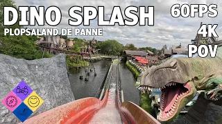 Dino Splash 4K 60fps on ride POV - Plopsaland De Panne, Belgium August 2023