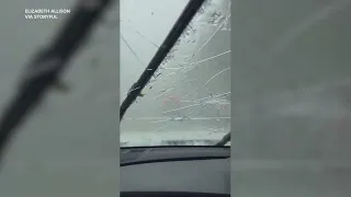 Large Hailstones Crack Windshield in South Carolina