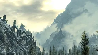 1 Hour Relaxing Rain Sound with Skyrim Landscape
