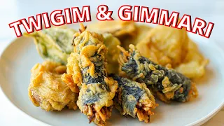 KOREAN DEEP FRIED VEGETABLES & CRISPY SEAWEED NOODLE ROLLS (Twigim & Gimmari)