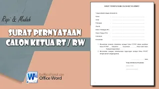 SURAT PERNYATAAN CALON KETUA RT/RW