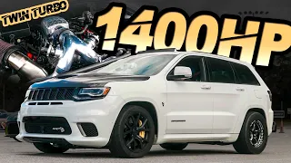 1400HP Jeep Trackhawk - The World's FIRST TWIN TURBO TRACKHAWK! ("Big Hawk" Breaks the MPH Record)