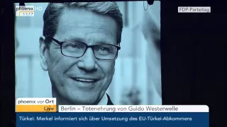 FDP-Parteitag: Totenehrung von Hans-Dietrich Genscher und Guido Westerwelle am 23.04.2016