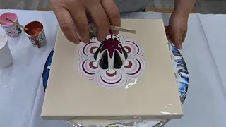 (664) How to paint a flower with plastic cup and napkin ~ Reverse flower dip ~ Acrylic pouring