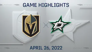 NHL Highlights | Golden Knights vs. Stars - Apr 26, 2022