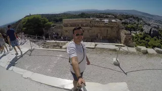 Pilot Alexander walking around Acropolis of Athens, Greece