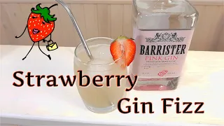 Клубничный Джин Физ, Barrister Pink Gin, ревень и клубника, Strawberry Gin Fizz